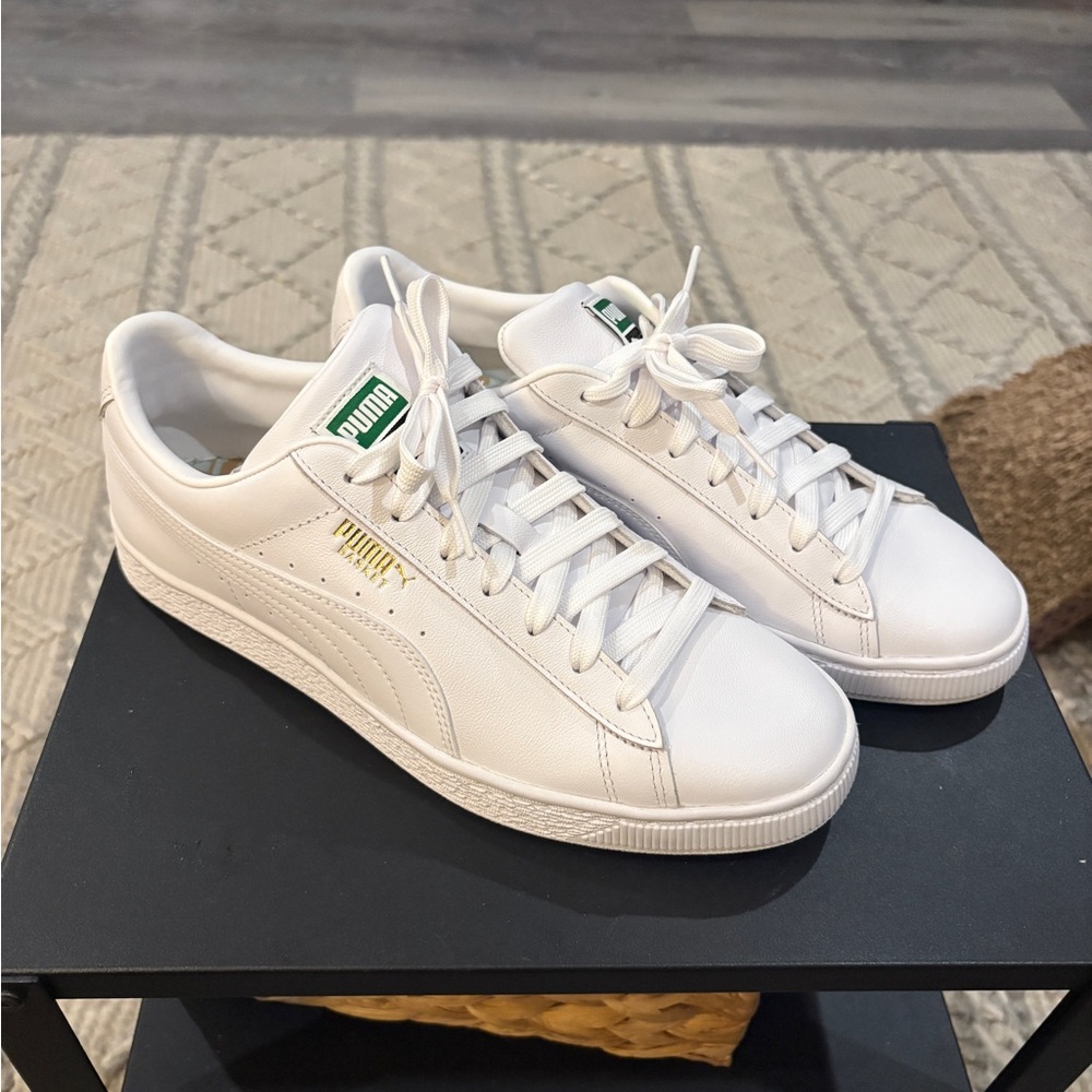 Puma Men's White Basket Sneakers Size 9 New